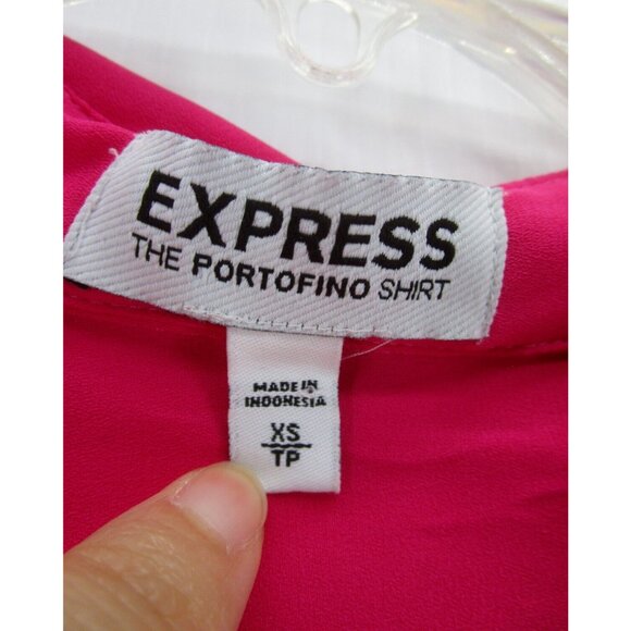 Express Top XS Portofino Shirt Button Down Career Pockets Roll Tab - Picture 10 of 12